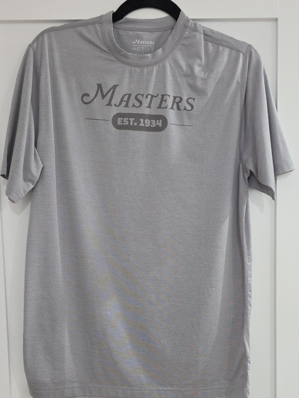 Masters Light Gray Active Short Sleeve Tee with Chest Logo, Size Small